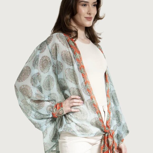 Free People Accessories - FREE PEOPLE Kantha Shimmer Tie Front Kimono, Size OS
